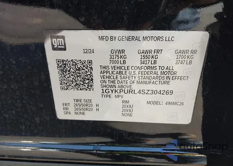 2025 Cadillac Lyriq Sport z USA, uszkodzony, nr VIN 1GYKPURL4SZ304269